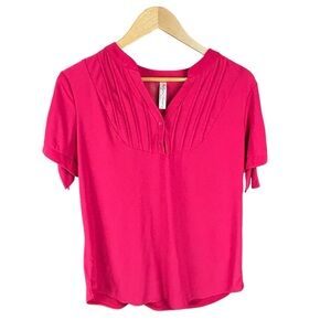 NWT Perseption Pink Short Sleeve Pleated Blouse